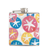 Geel rood blauw patroon met zwarte dollar heupfles (Voorkant)