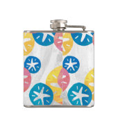 Geel rood blauw patroon met zwarte dollar heupfles (Achterkant)