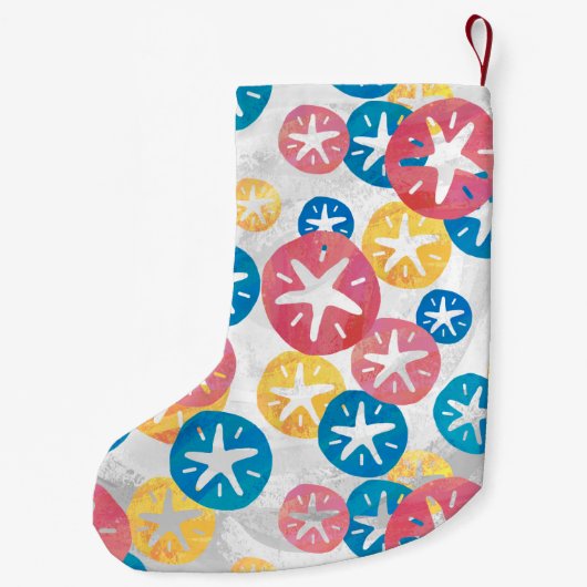 Geel rood blauw patroon met zwarte dollar kleine kerstsok (Achterkant)