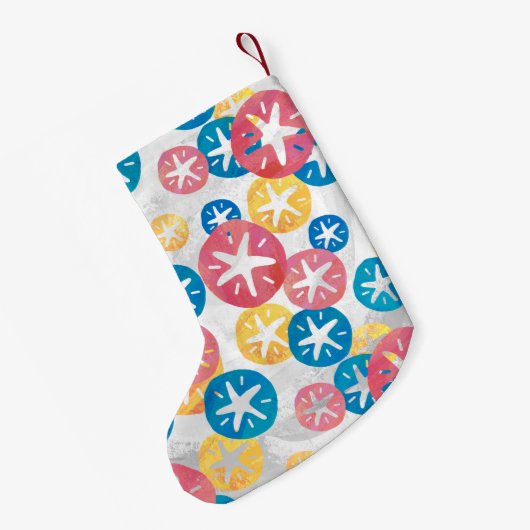 Geel rood blauw patroon met zwarte dollar kleine kerstsok (Achterkant (Hangend))