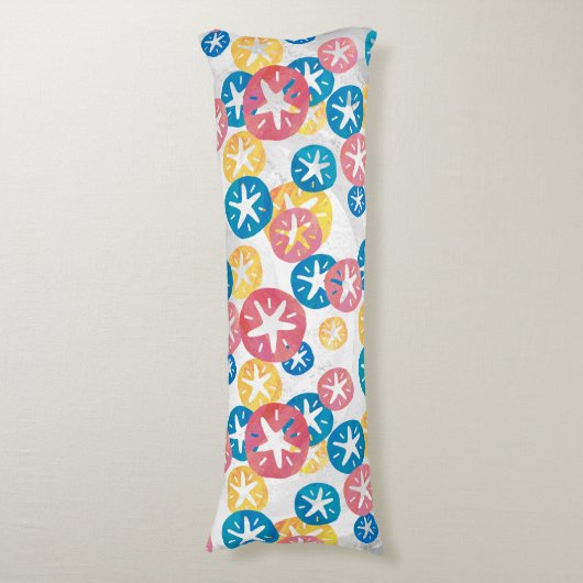 Geel rood blauw patroon met zwarte dollar lichaamskussen (Voorkant Verticaal)