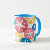 Geel rood blauw patroon met zwarte dollar mok (Voorkant rechts)