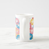 Geel rood blauw patroon met zwarte dollar porselein kop (Achterkant)