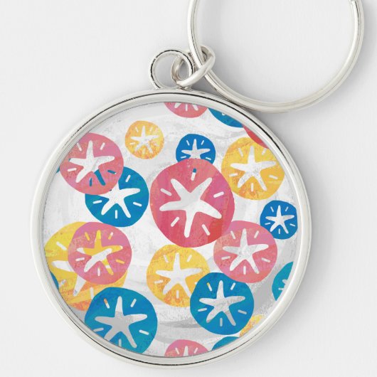 Geel rood blauw patroon met zwarte dollar sleutelhanger (Voorkant)