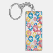 Geel rood blauw patroon met zwarte dollar sleutelhanger (Voorkant Links)