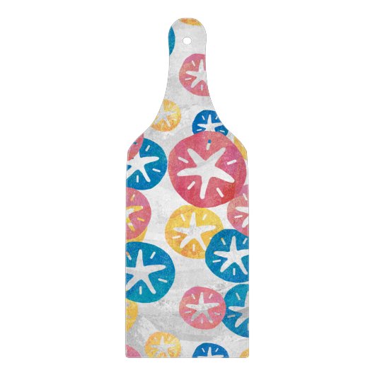 Geel rood blauw patroon met zwarte dollar snijplank (Voorkant)