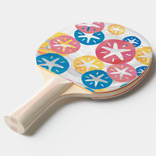 Geel rood blauw patroon met zwarte dollar tafeltennisbatje