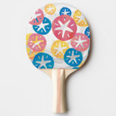 Geel rood blauw patroon met zwarte dollar tafeltennisbatje (Voorkant)
