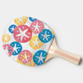 Geel rood blauw patroon met zwarte dollar tafeltennisbatje (Zijkant)