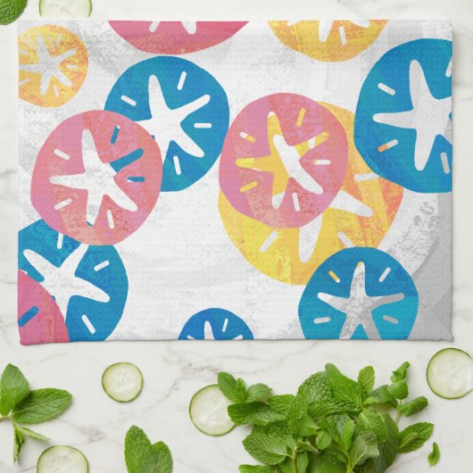 Geel rood blauw patroon met zwarte dollar theedoek (Gevouwen)