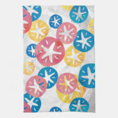 Geel rood blauw patroon met zwarte dollar theedoek (Verticaal)