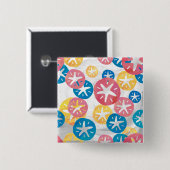 Geel rood blauw patroon met zwarte dollar vierkante button 5,1 cm (Voorkant /achterkant)