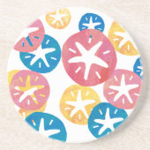 Geel rood blauw patroon met zwarte dollar zandsteen onderzetter (Voorkant)