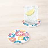 Geel rood blauw patroon met zwarte dollar zandsteen onderzetter (Zijkant)