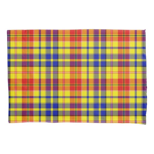 Geel Rood Blauw Plaid Tartan Design Kussensloop (Voorkant)