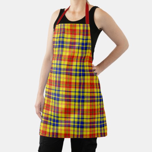 Geel Rood Blauw Plaid Tartan Design Schort (Insitu)