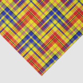 Geel Rood Blauw Plaid Tartan Design Tissuepapier (Detail)