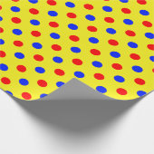 Geel Rood Blauw Stippen Design Cadeaupapier (Hoek)