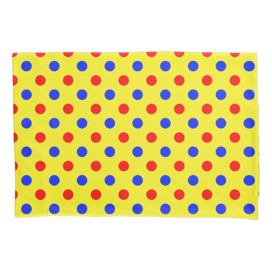 Geel Rood Blauw Stippen Design Kussensloop (Voorkant)