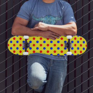 Geel Rood Blauw Stippen Design  Persoonlijk Skateboard