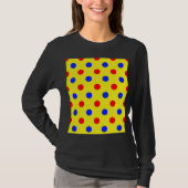 Geel Rood Blauw Stippen Design T-shirt (Voorkant)