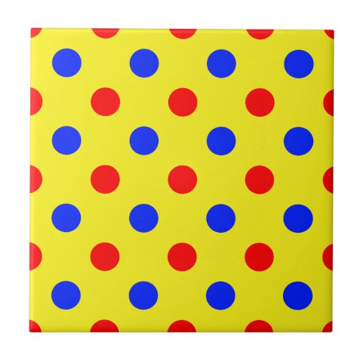 Geel Rood Blauw Stippen Design Tegeltje (Voorkant)