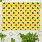 Geel Rood Blauw Stippen Design  Theedoek (Gevouwen)
