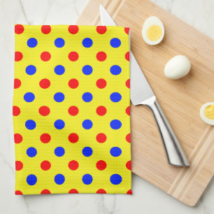 Geel Rood Blauw Stippen Design Theedoek