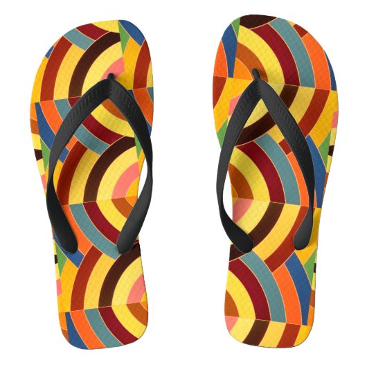 geel rood blauw zigzag chevron patroon teenslippers (Voetbed)