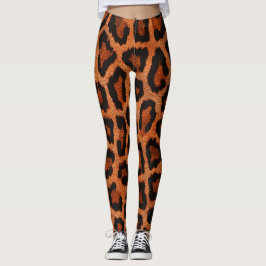 Geel Rood Bruin Zwart Leopard Dierenprint Leggings