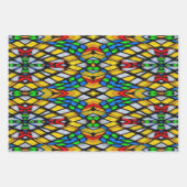 Geel, rood en blauw Glas in lood Inpakpapier Vel (Voorkant 3)