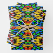Geel, rood en blauw Glas in lood Inpakpapier Vel (In situ)