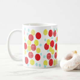 Geel Rood en Blauw Polka Dots Patroon Koffiemok
