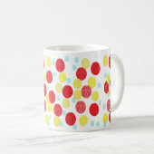 Geel Rood en Blauw Polka Dots Patroon Koffiemok (Voorkant rechts)