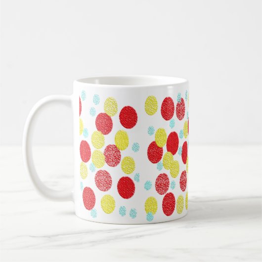 Geel Rood en Blauw Polka Dots Patroon Koffiemok (Links)