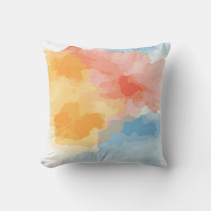 Geel, Rood en Blauw Waterverf Abstract Kussen