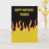 Geel, rood en zwart vuur vlammen aangepaste berich kaart (Gele Bloem)