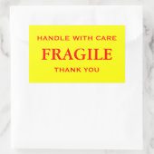 Geel/rood fragiel. Voorzichtig hanteren. Met vrien Rechthoekige Sticker (Tas)