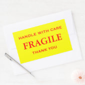 Geel/rood fragiel. Voorzichtig hanteren. Met vrien Rechthoekige Sticker (Envelop)