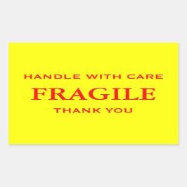 Geel/rood fragiel. Voorzichtig hanteren. Met vrien Rechthoekige Sticker