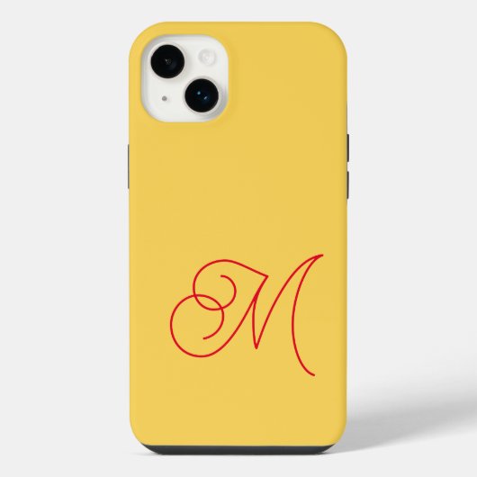 Geel Rood Geborduurd Klassiek Schrift Eenvoudig iPhone Hoesje (Achterkant)