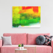 Geel Rood Groen Abstract Schilderen Canvas Afdruk (Insitu (Woonkamer))