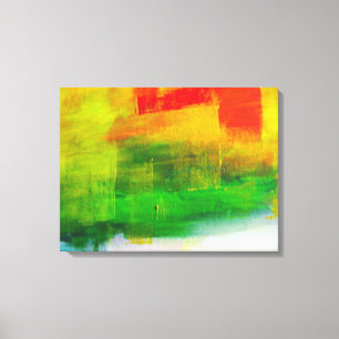 Geel Rood Groen Abstract Schilderen Canvas Afdruk