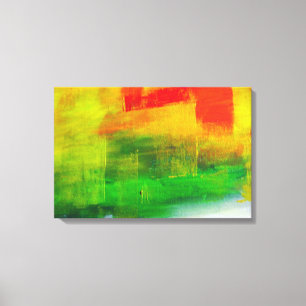Geel Rood Groen Abstract Schilderen Canvas Afdruk