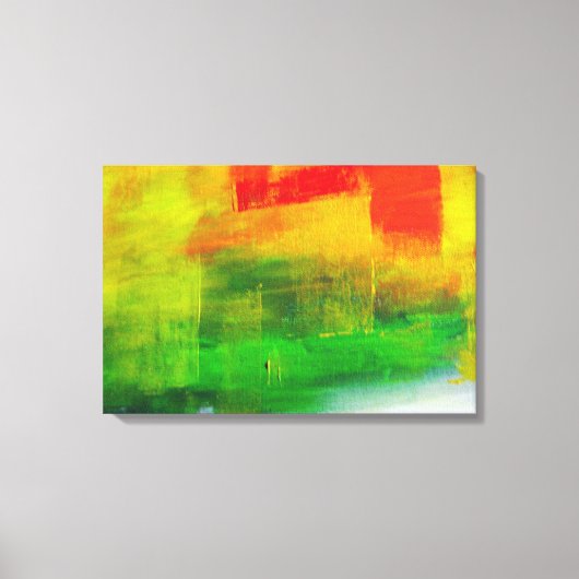 Geel Rood Groen Abstract Schilderen Canvas Afdruk (Voorkant)