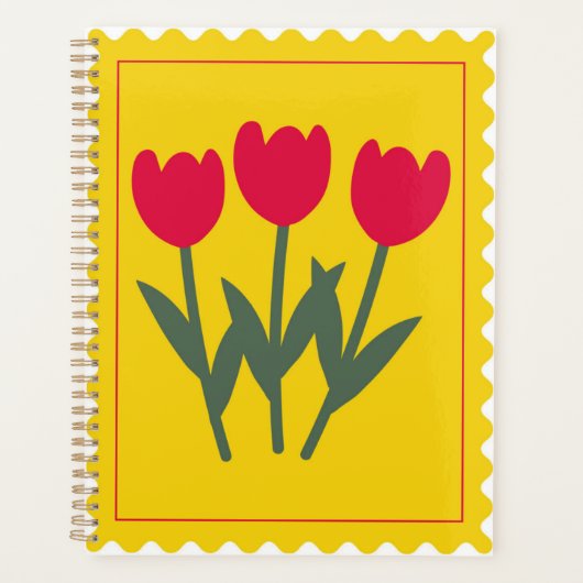 Geel Rood Groen Bloemen Stempel voor Resoluties Planner (Voorkant)