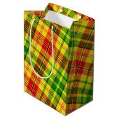 Geel Rood Groen Geruit Tartan Design Medium Cadeauzakje (Achterkant Gekanteld)