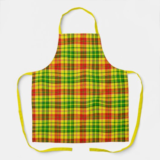 Geel Rood Groen Geruit Tartan Design Schort (Voorkant)