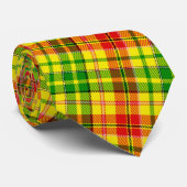 Geel Rood Groen Geruit Tartan Design Stropdas (Opgerold)