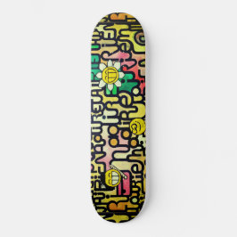 Geel Rood Groen Grappig Emoji Sarcasische Schilder Persoonlijk Skateboard